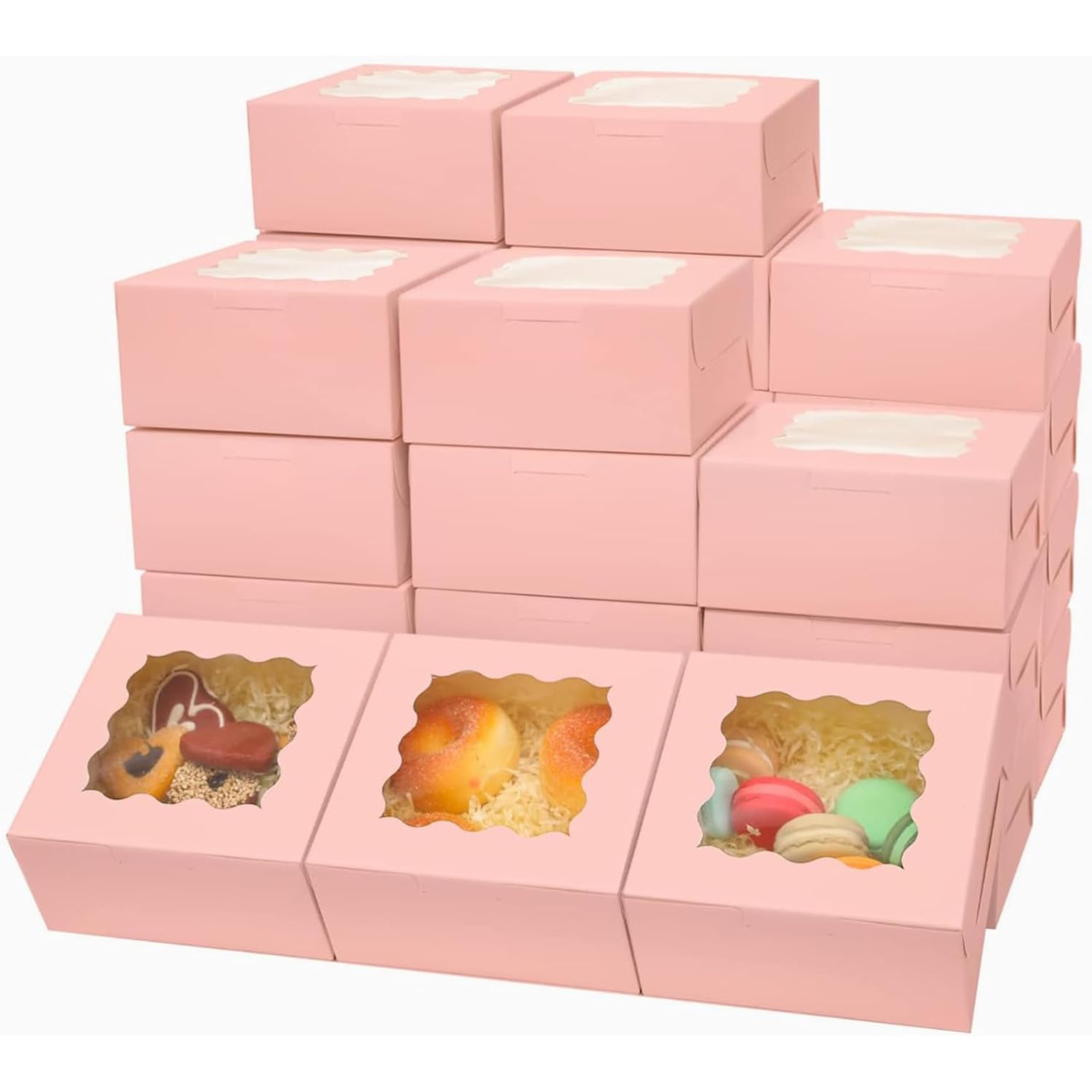 Caja Rosa Lisa para Pastel - 20x20x13cm, 10 Piezas