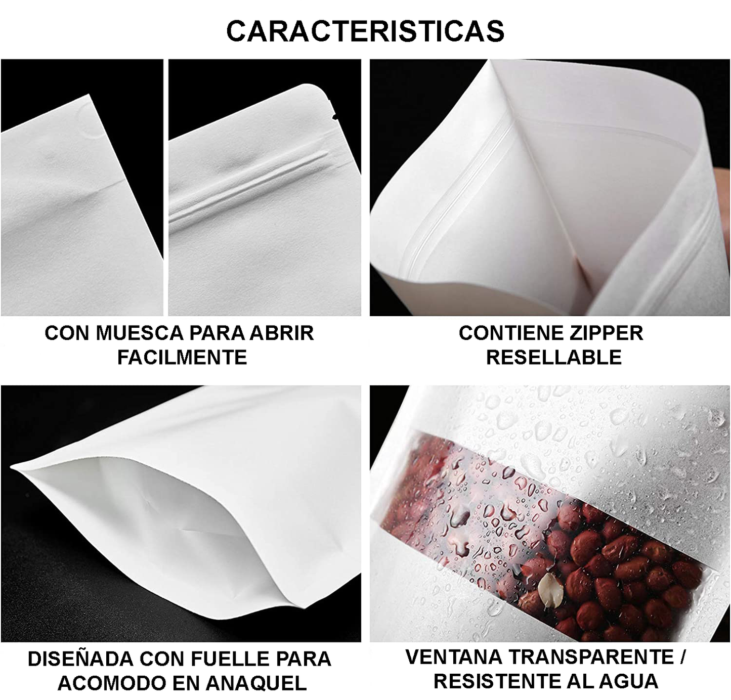 Bolsa Kraft Blanca de Barrera - 9x13cm (60g), 50 piezas