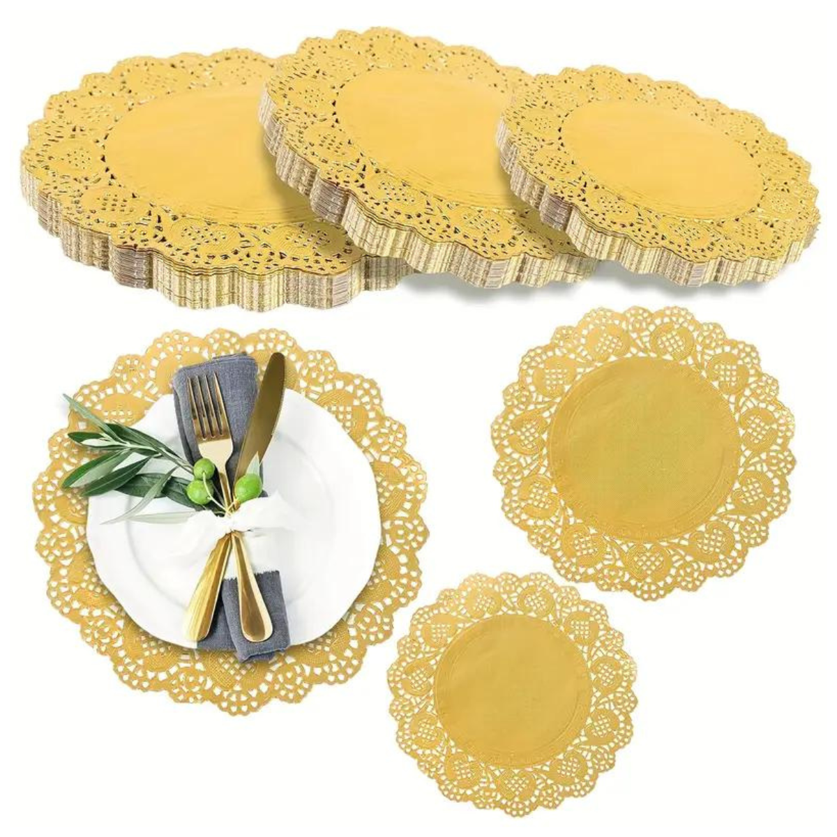 Blonda Dorada para Postres o Decoración, 14cm - 100 piezas