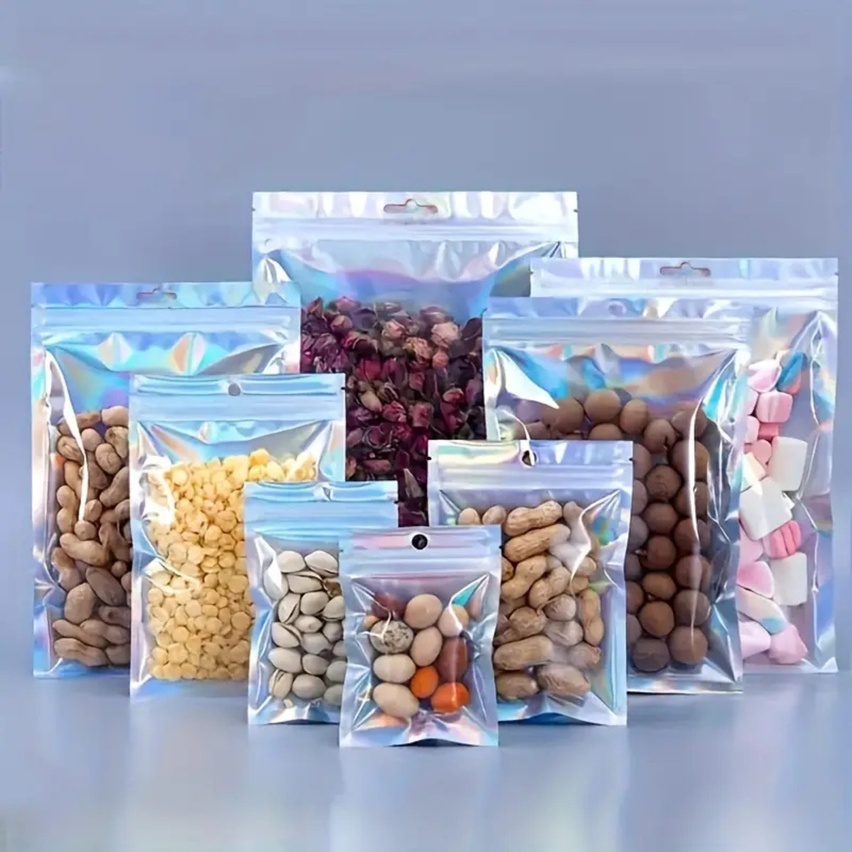 Bolsa Iridiscente Metalizada, Resellable - 18x26cm, 50 piezas