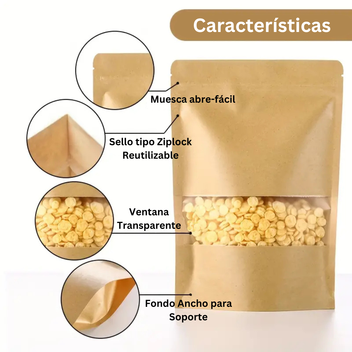 Bolsa Kraft de Barrera - 18x26cm (500g), 50 piezas