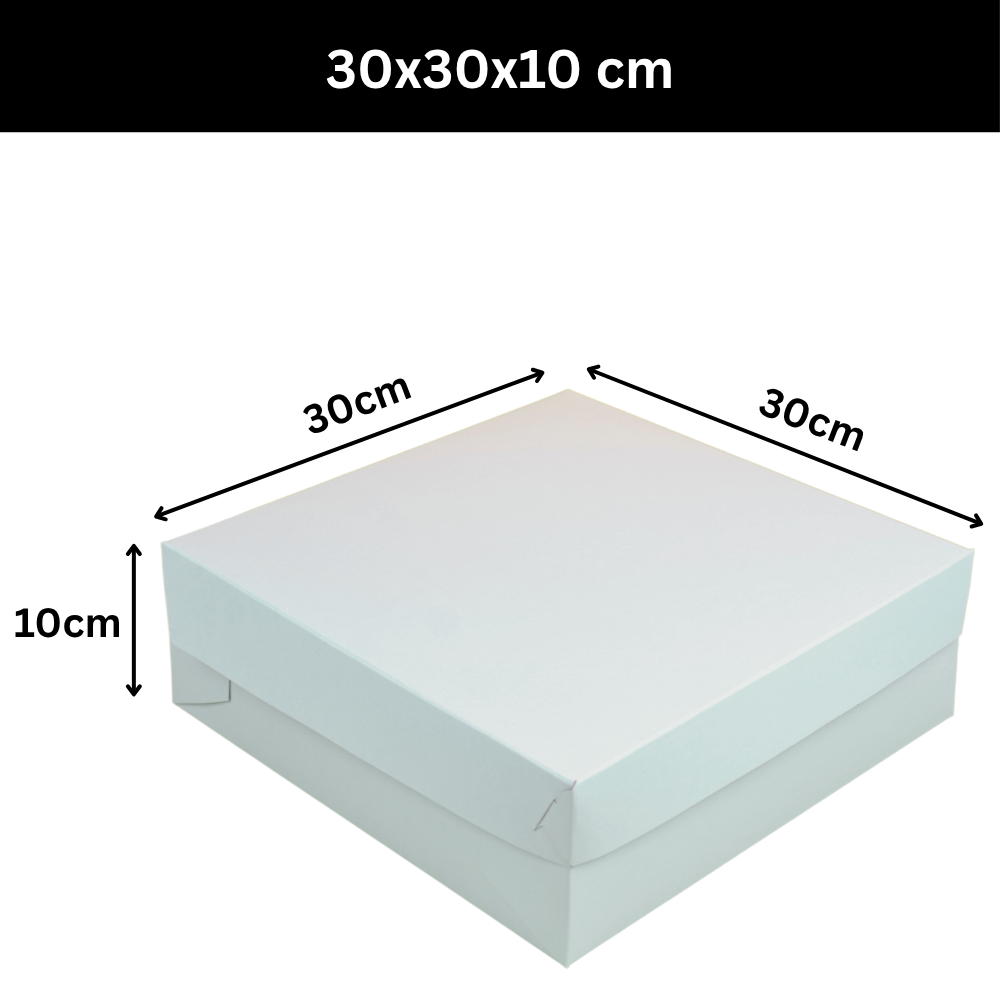 Caja Blanca Lisa para Pastel - 30x30x10cm, 10 Piezas