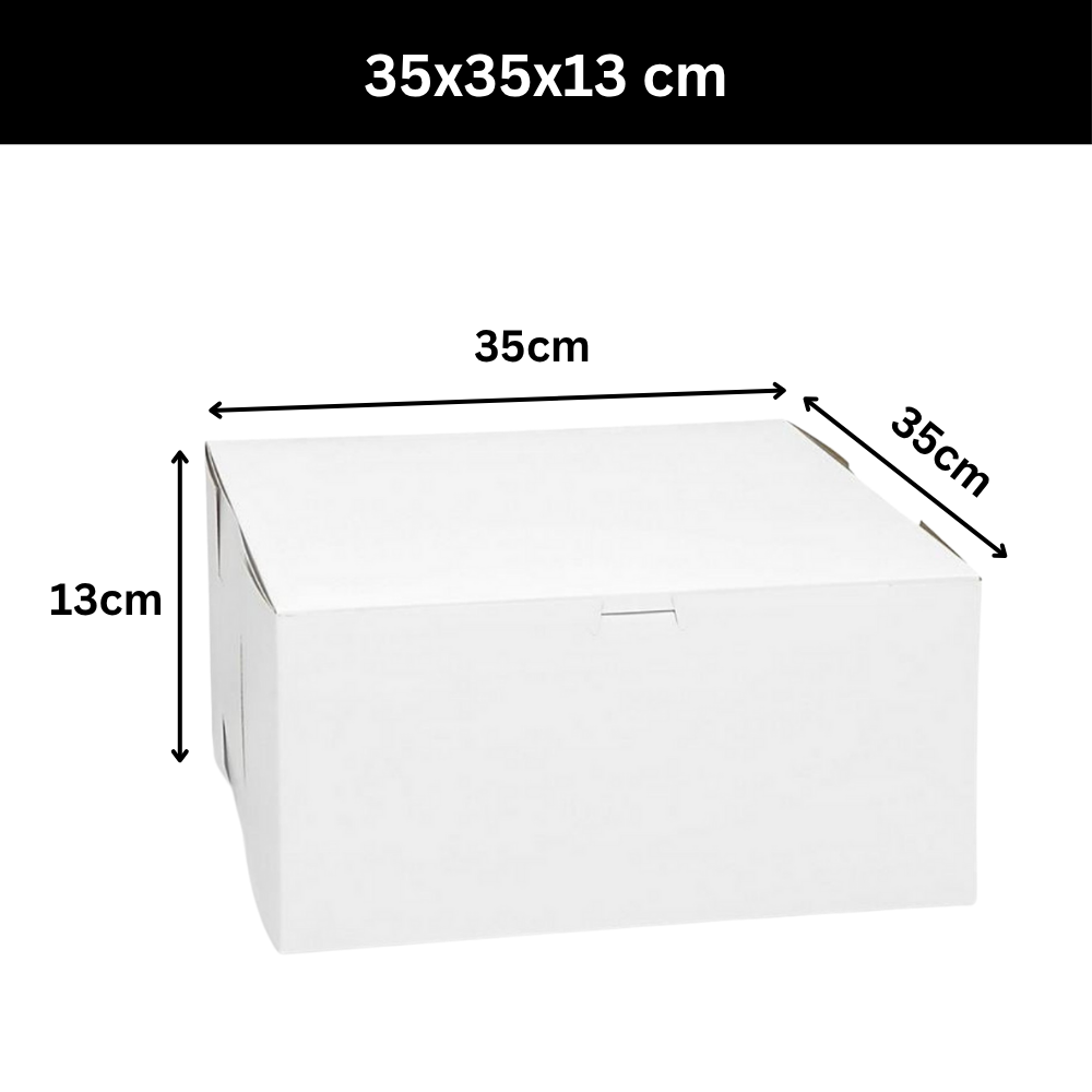 Caja Blanca Lisa para Pastel - 35x35x13cm, 10 Piezas