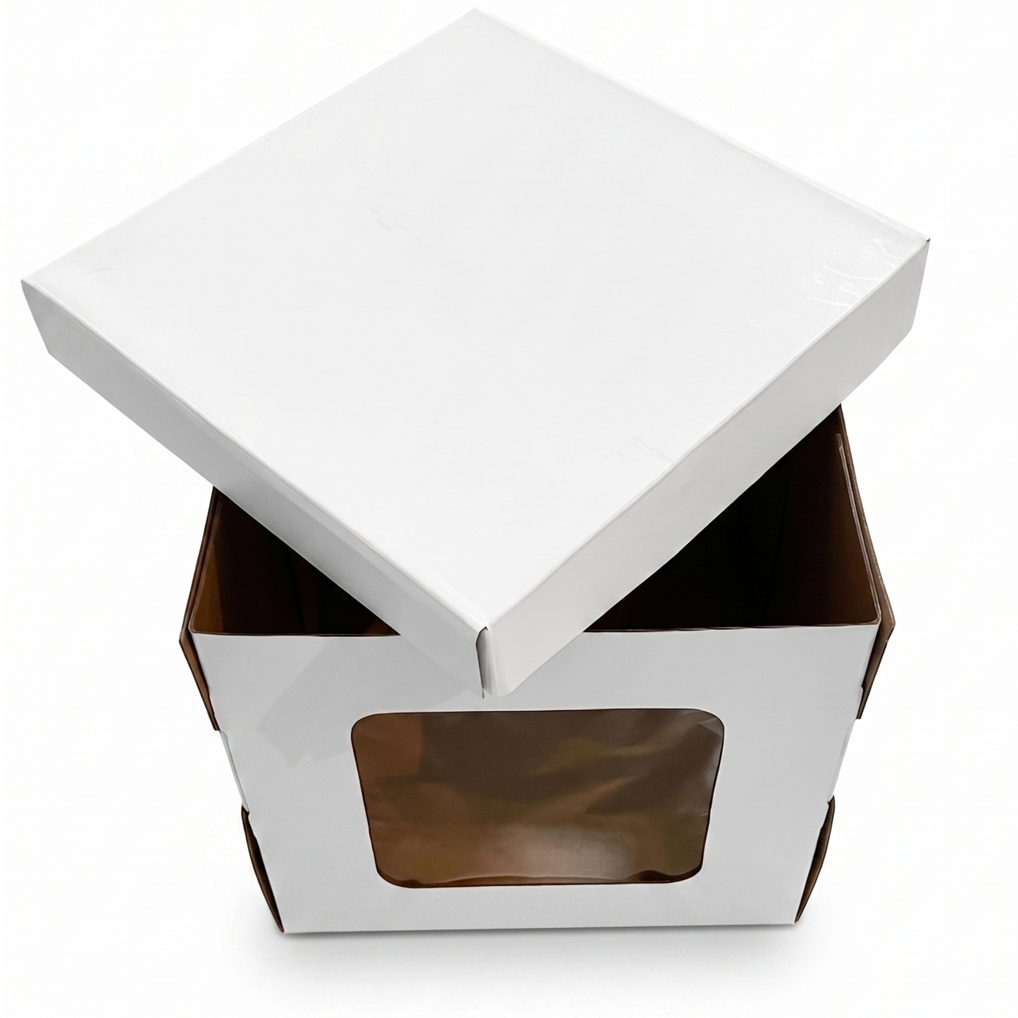 Caja Alta para Pastel con Ventana + Base - 30x30x30cm, 3 Sets