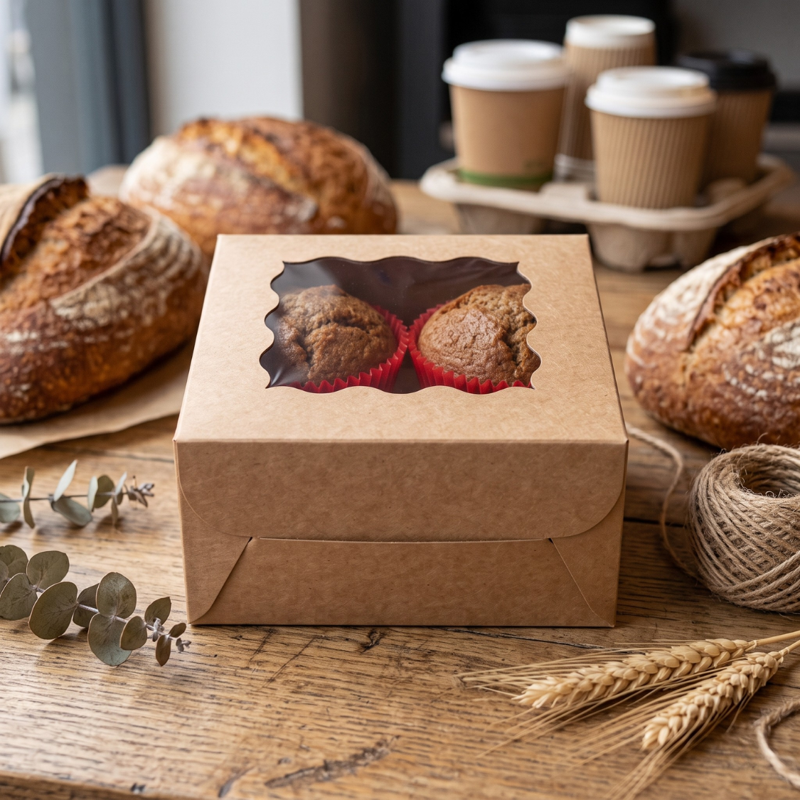 Caja Blanca con Ventana 10x10x6cm para Mini Postre / Regalo (20 Piezas) - Kraft