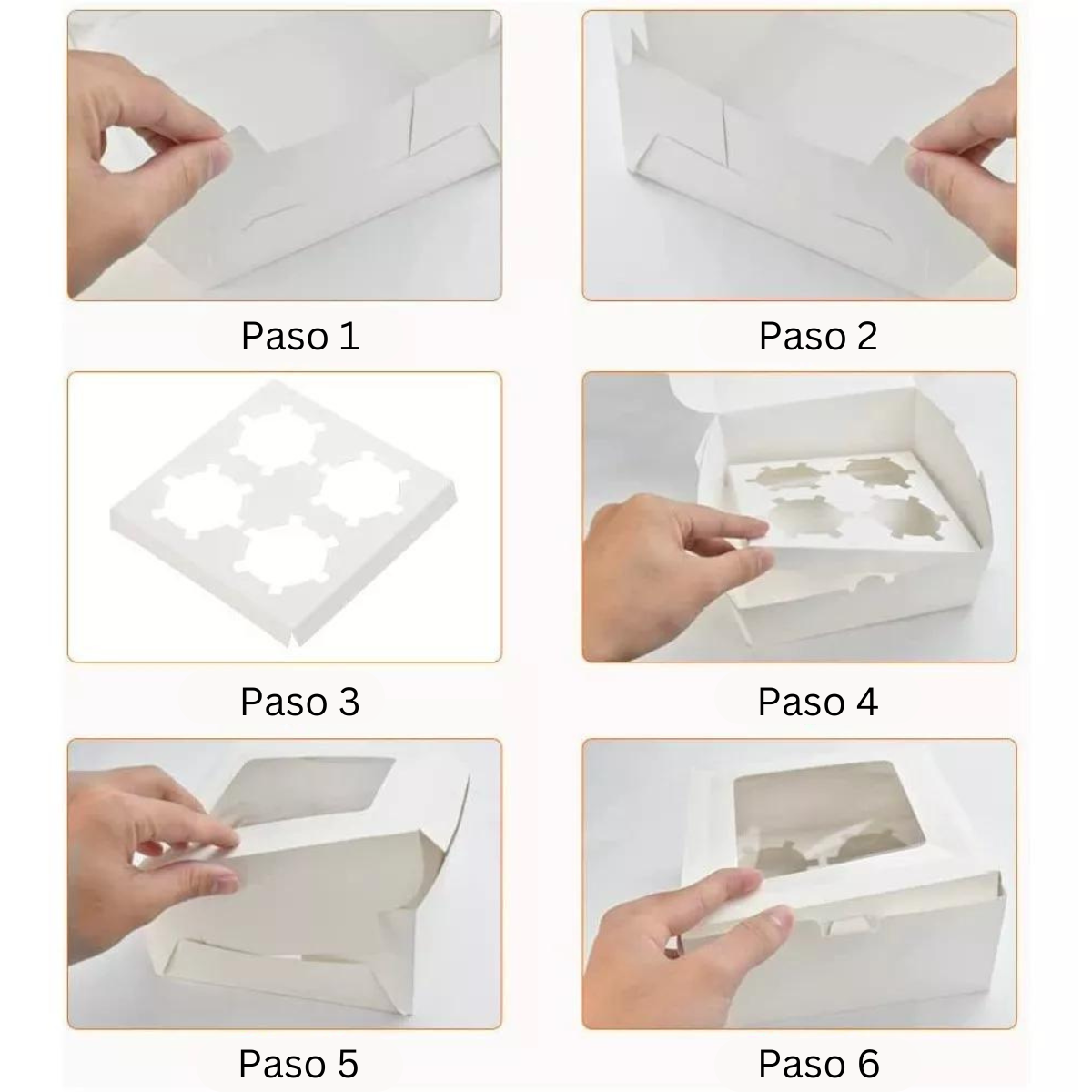 Caja Blanca Lisa para Cupcakes - 4 Cavidades, 20 Piezas