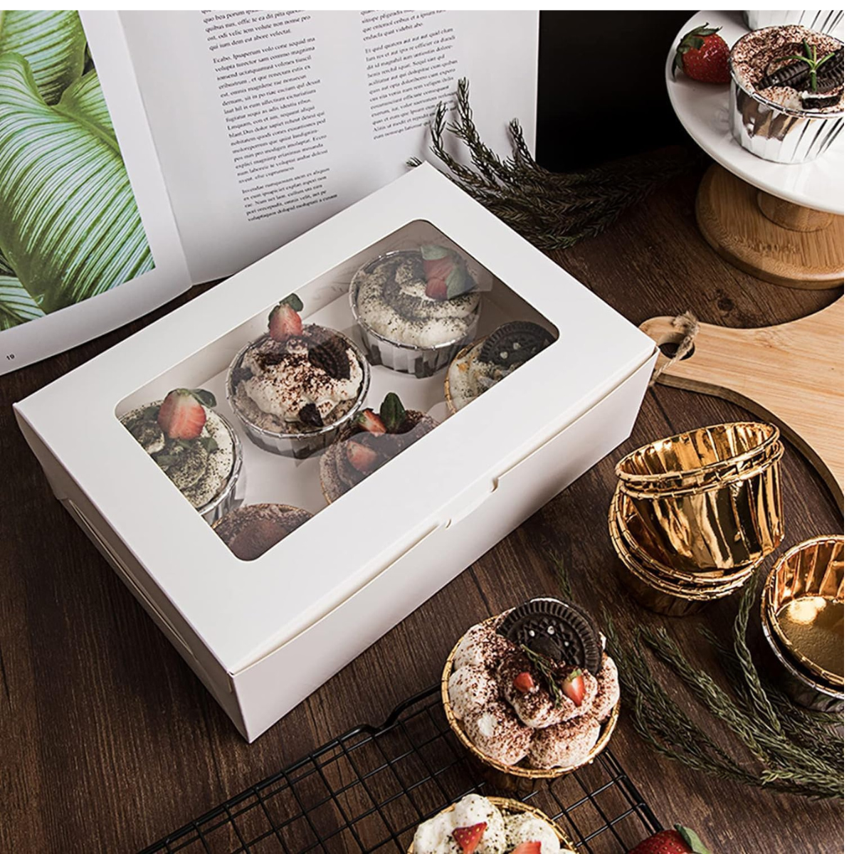 Caja Blanca Lisa para Cupcakes - 6 Cavidades, 20 Piezas