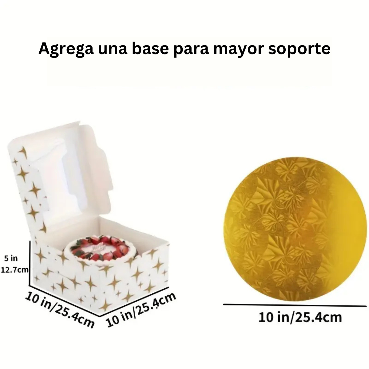 Caja Impresa para Pastel con Ventana - 25x25x13cm, 10 Piezas