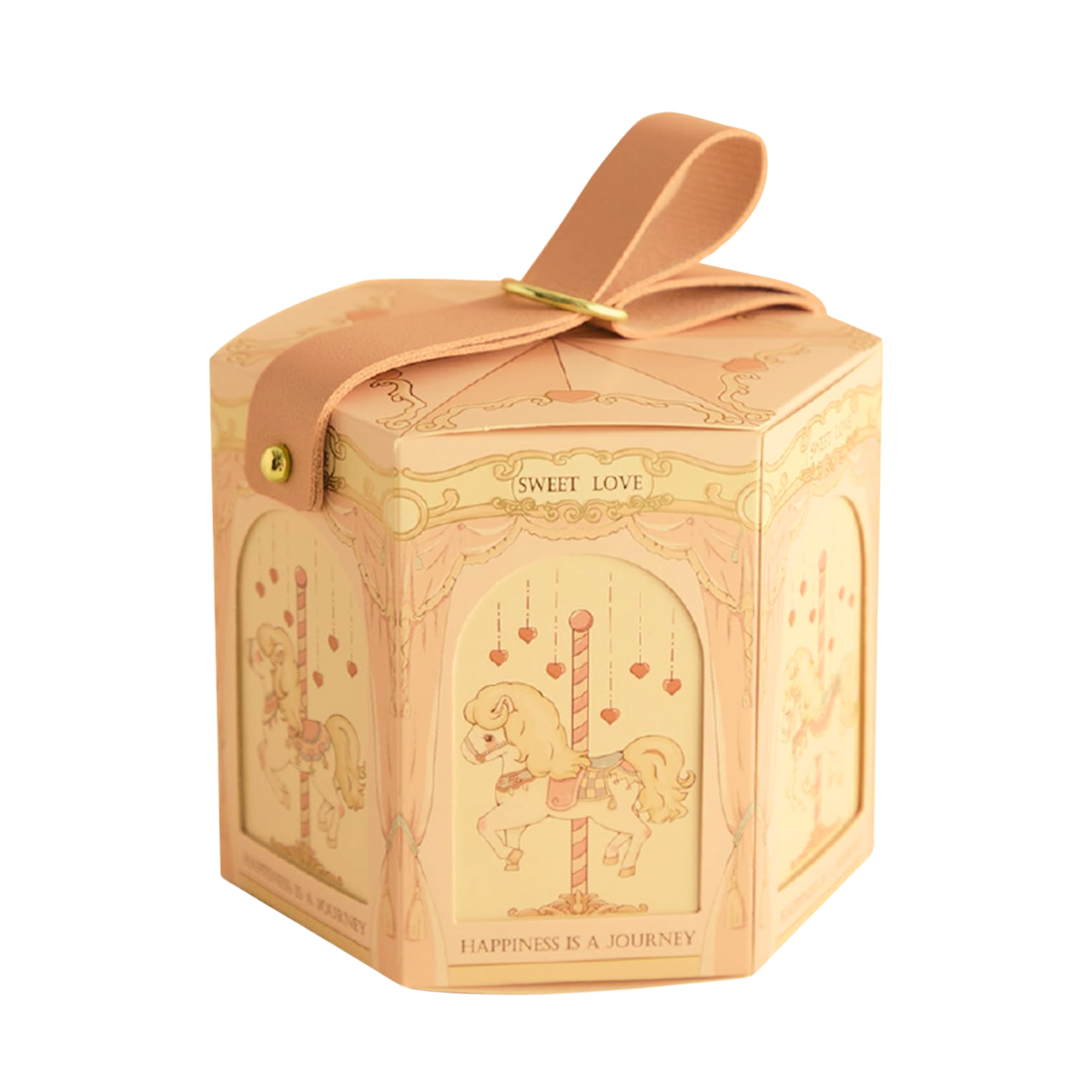 Caja Hexagonal de Dulces, Carrusel Champagne - 10 Piezas