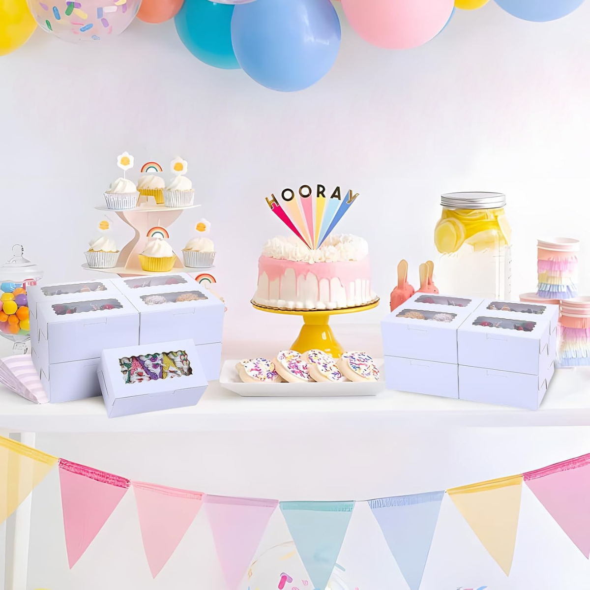 Caja Para Panque, Pan, Postres - 23x15x6cm, 20pz (Blanco)