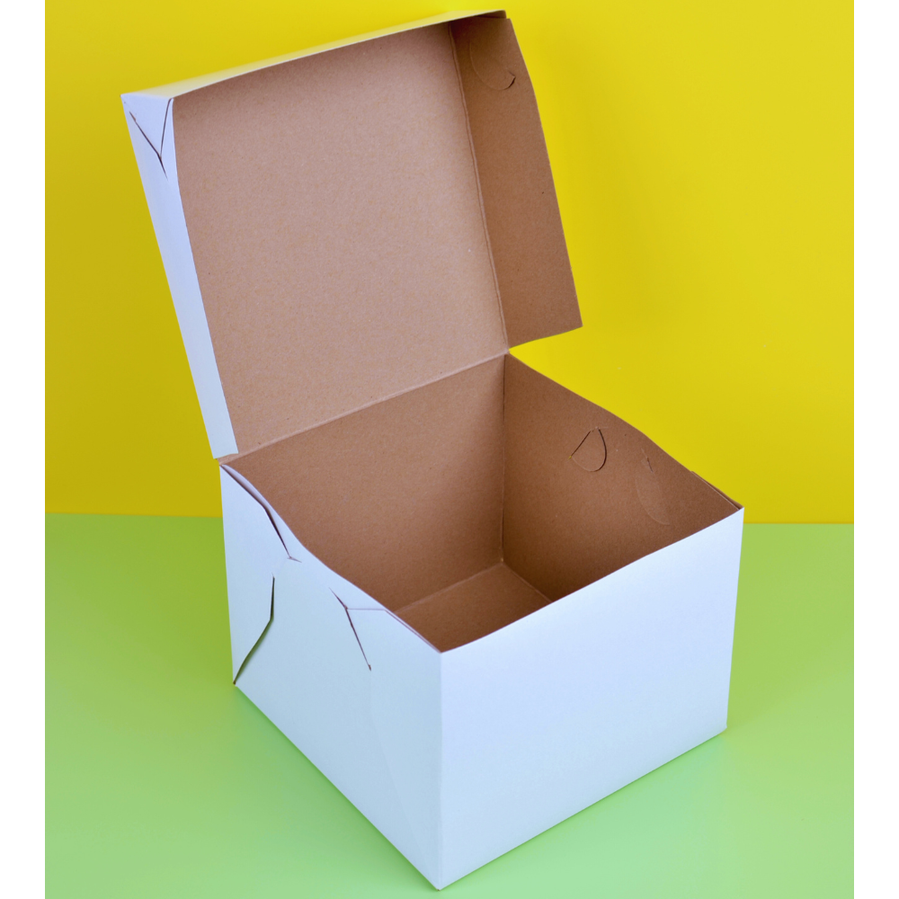 Caja Blanca Lisa para Pastel - 28x28x16cm, 10 Piezas