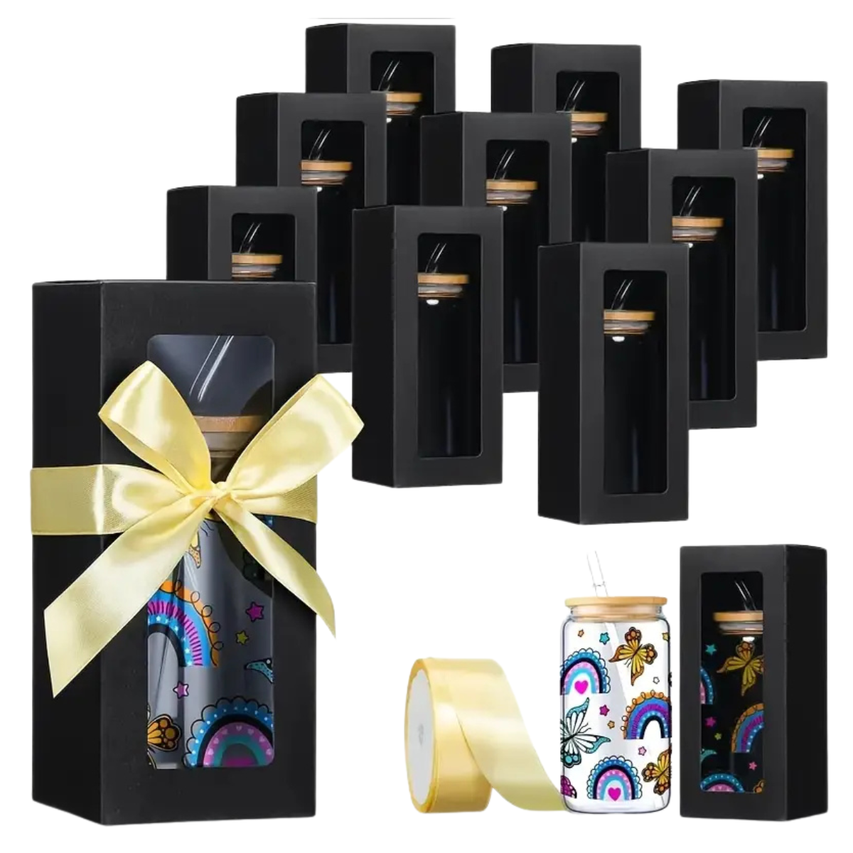 Caja para Vaso 8x8x20cm - Negro, 20pz