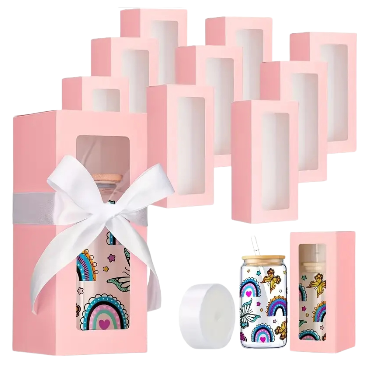 Caja para Vaso 8x8x20cm - Rosa, 20pz