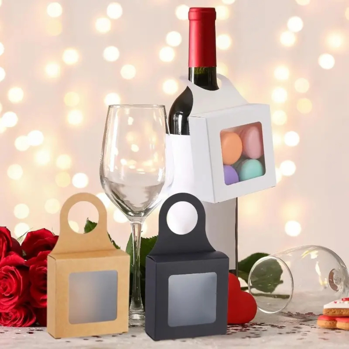 Cajas de Regalo para Botella de Vino, 10pz - Kraft
