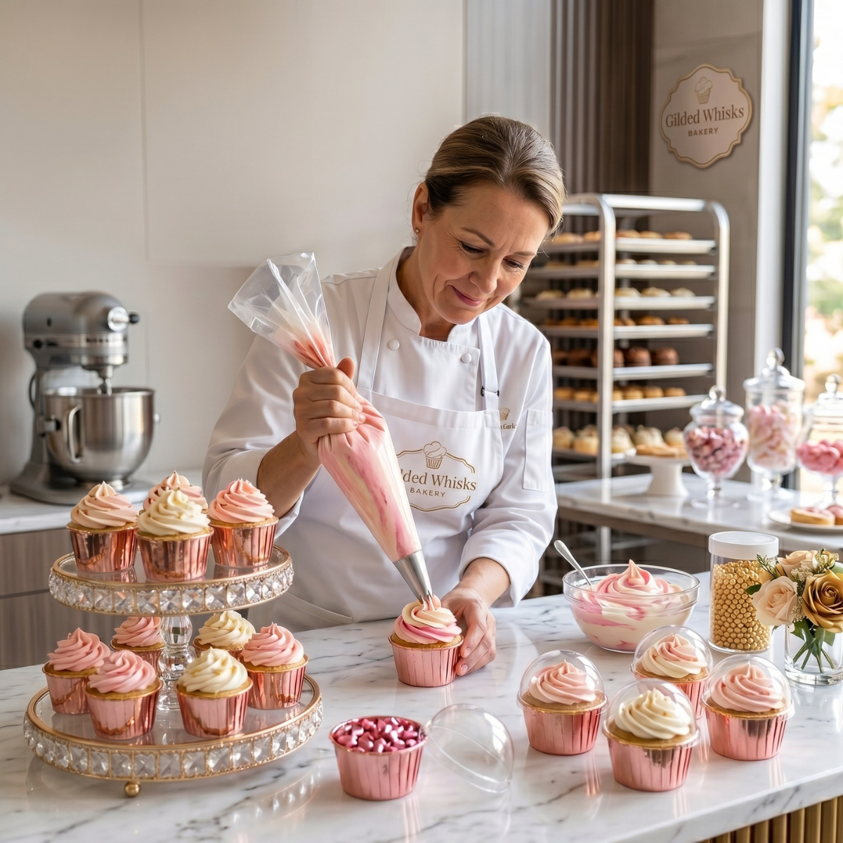 Forro Metalizado para Cupcake con Tapa, 50pz - Rosa Brillante