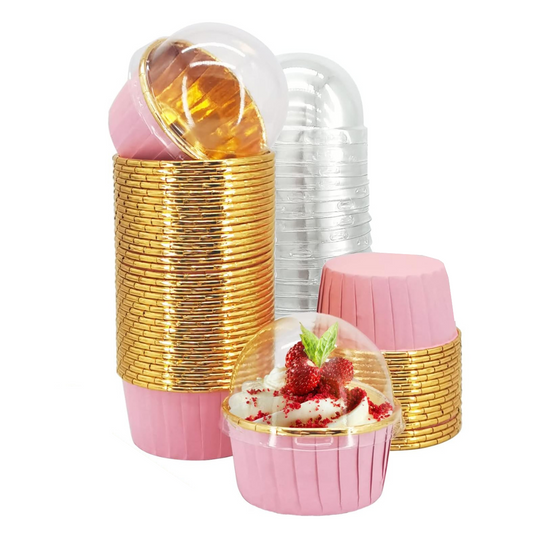 Mini Forro para Cupcake con Tapa, 50pz - Rosa Pastel