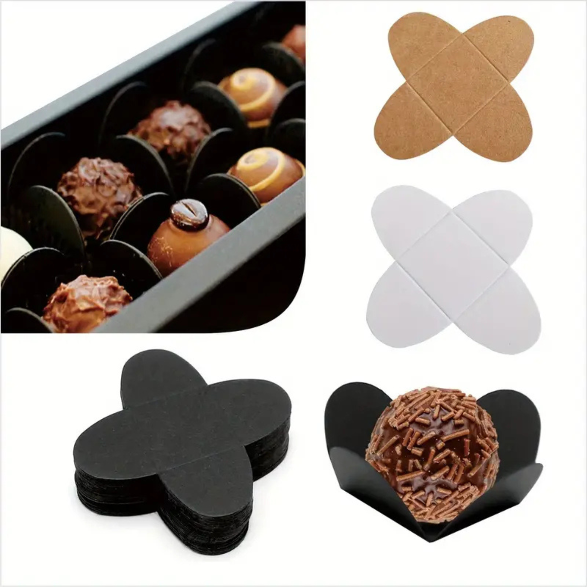 Forros de Papel para Chocolate, 50pz - Negro