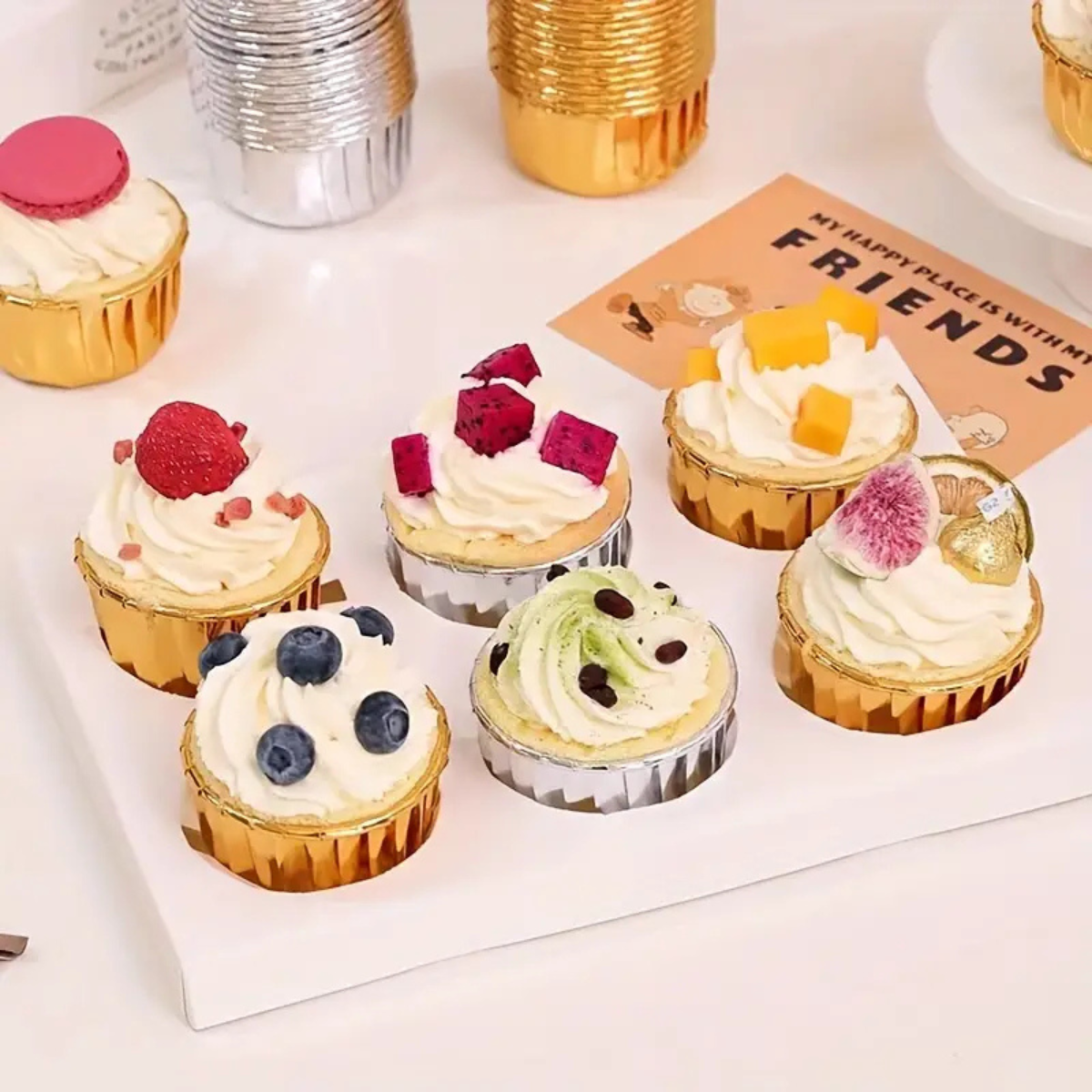 Mini Forro para Cupcake sin Tapa, 50pz - Plateado Metalizado