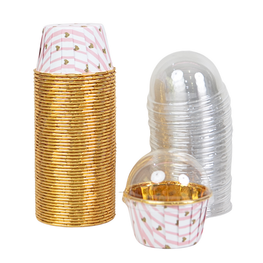 Mini Forro para Cupcake con Tapa, 50pz - Corazon