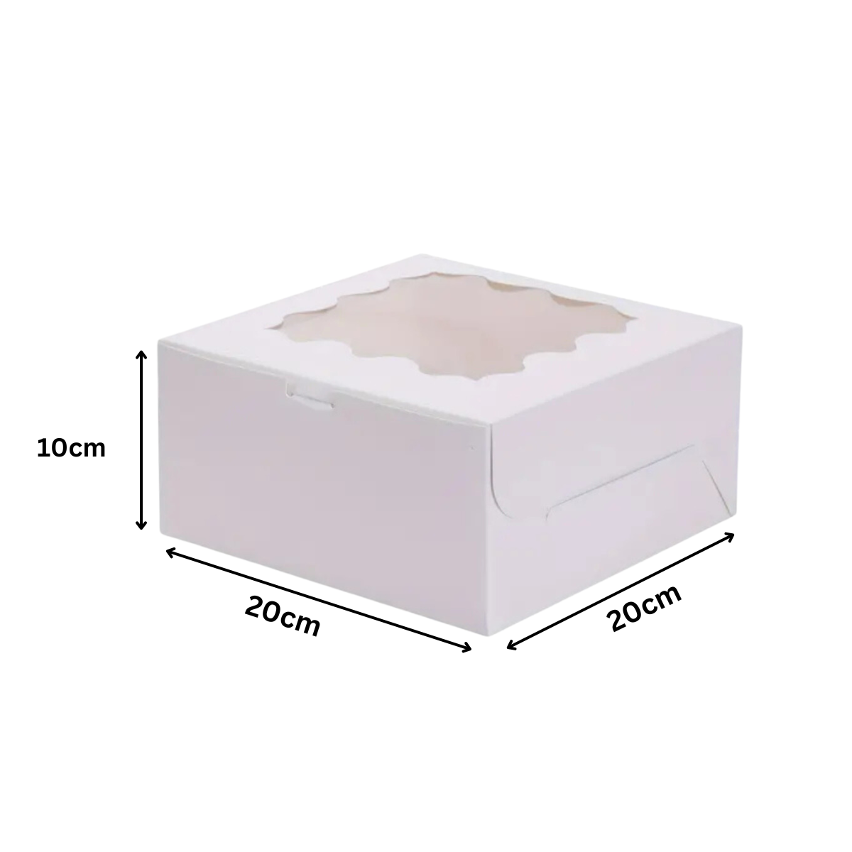 Caja Blanca para Panaderia con Ventana - 20x20x10cm, 10 Piezas