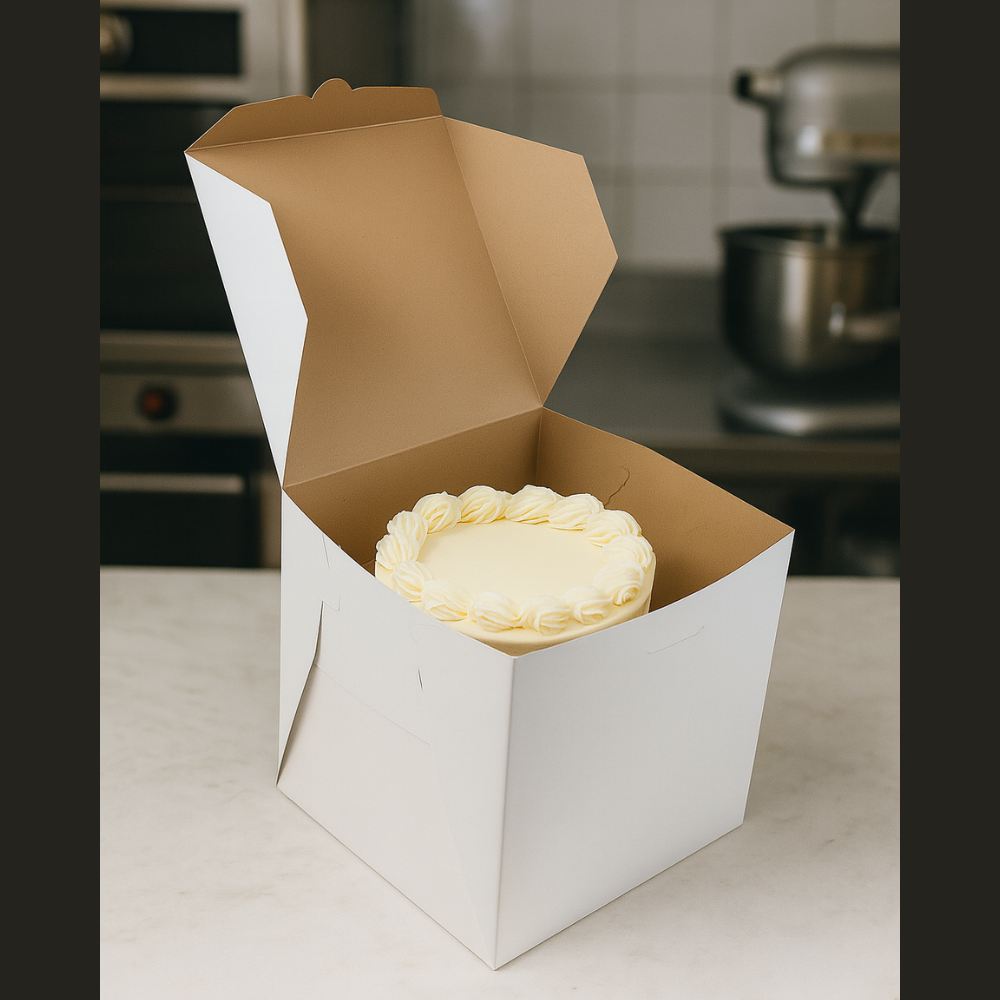 Caja Blanca Lisa para Pastel - 22x22x22cm, 10 Piezas