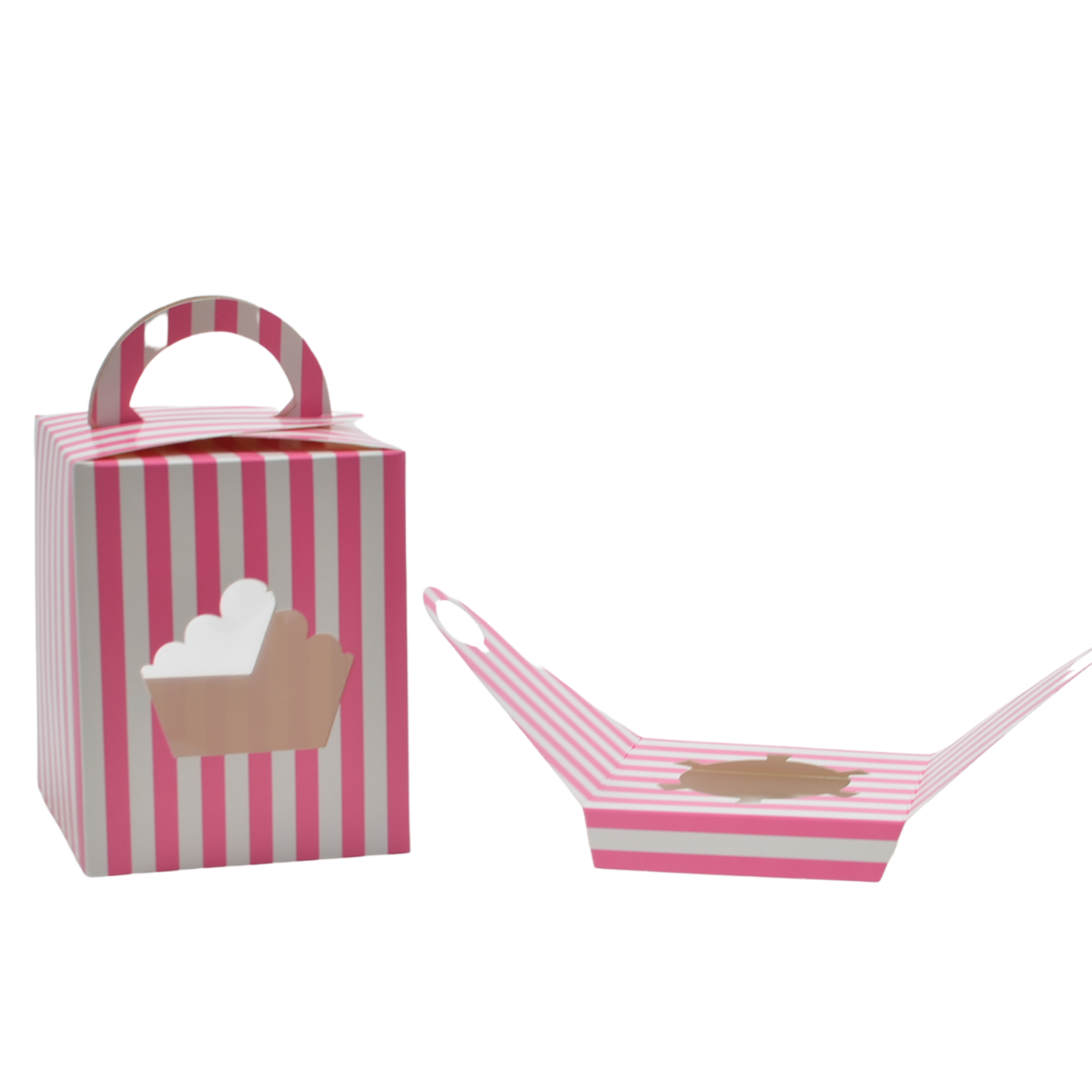 Caja para Cupcake Individual con Rayas - 25 piezas (Rosa)