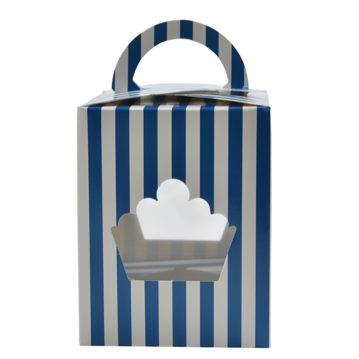 Caja para Cupcake Individual con Rayas - 25 piezas (Azul)