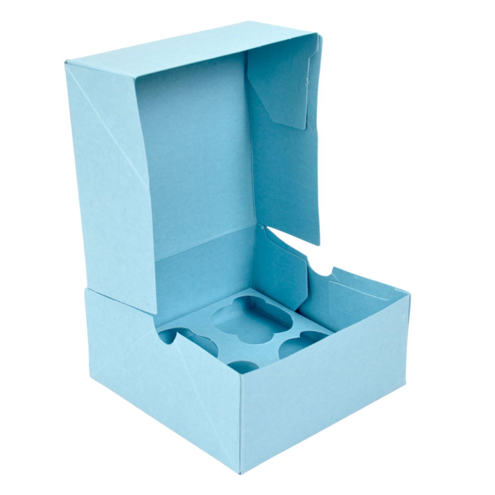 Caja Para Cupcake 4 Cavidades - 30 Piezas (azul)