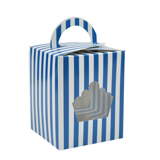 Caja para Cupcake Individual con Rayas - 25 piezas (Azul)