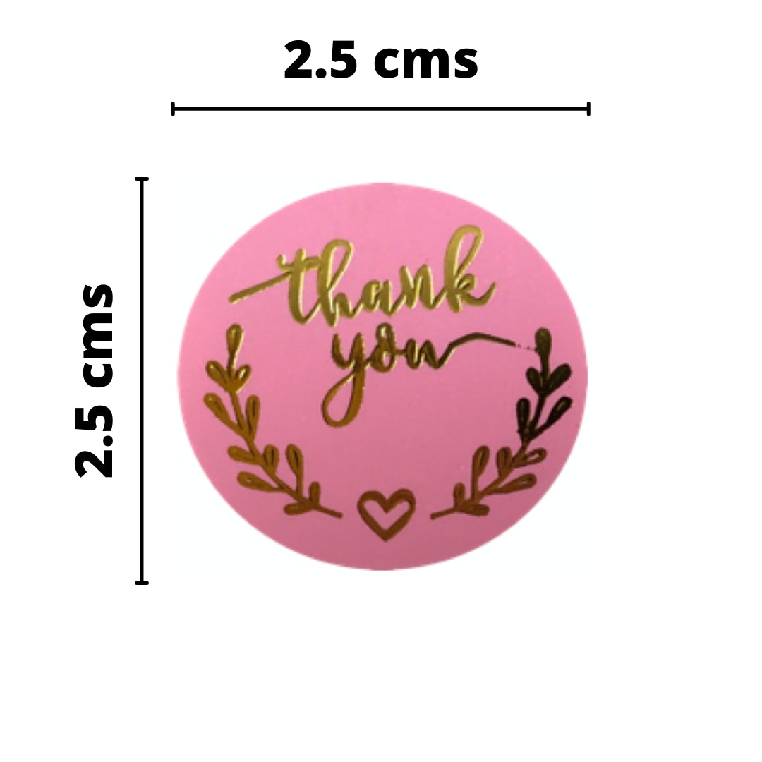 500 Etiquetas Adhesivas Gracias/Thank You Pink Crown