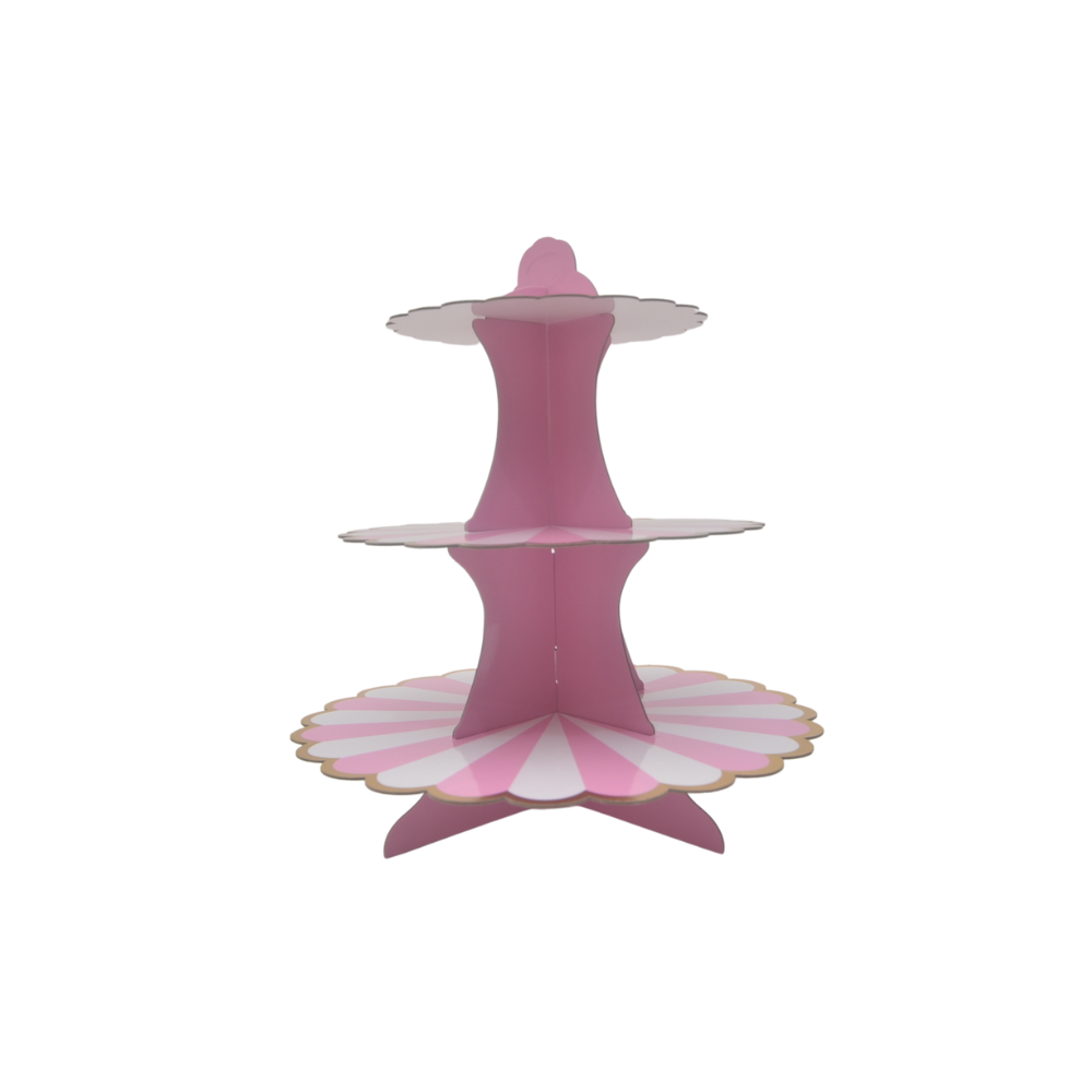 Torre para Cupcakes Rosa - 3 Niveles, 1 set