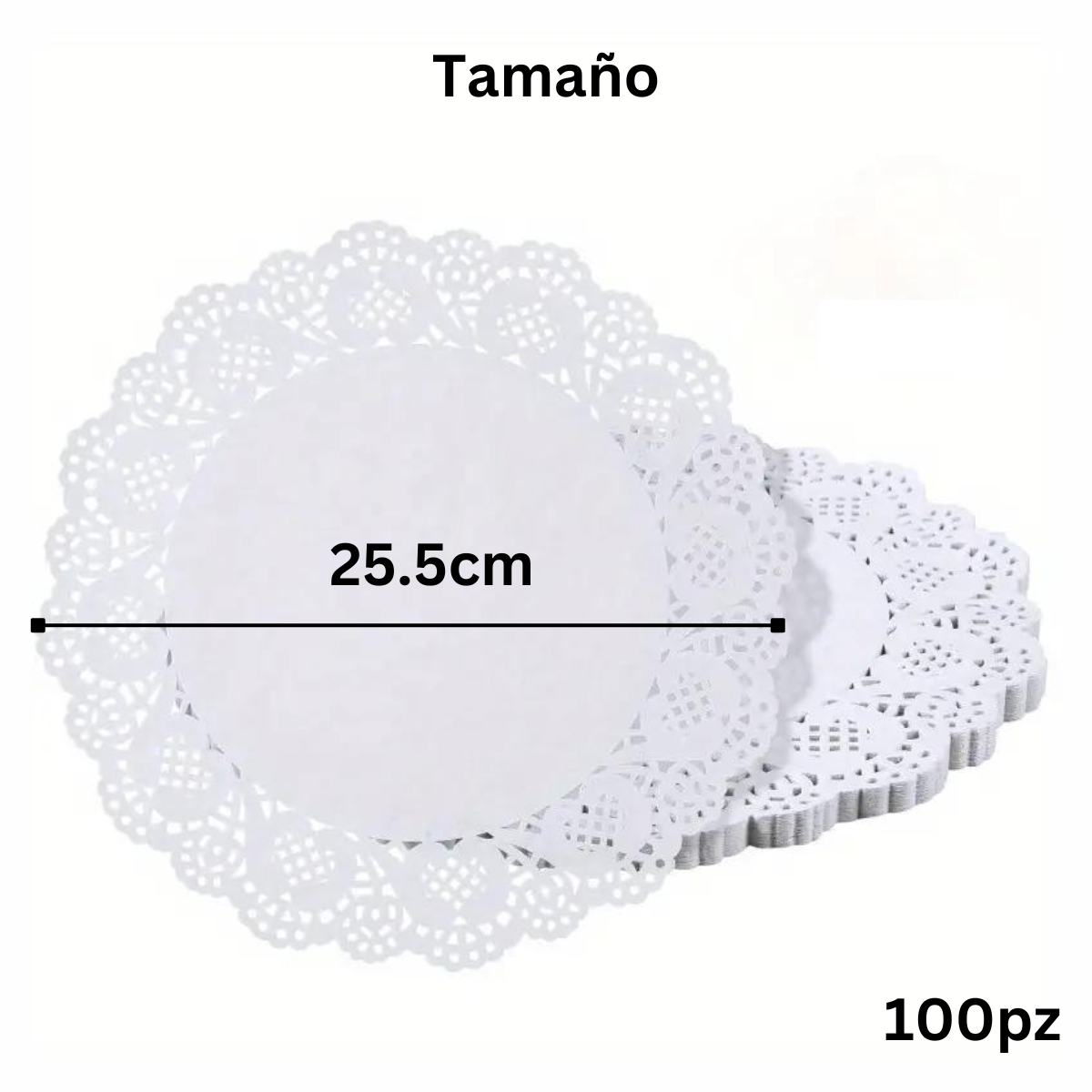 Blonda Blanca para Postres o Decoración, 25.5cm - 100 piezas