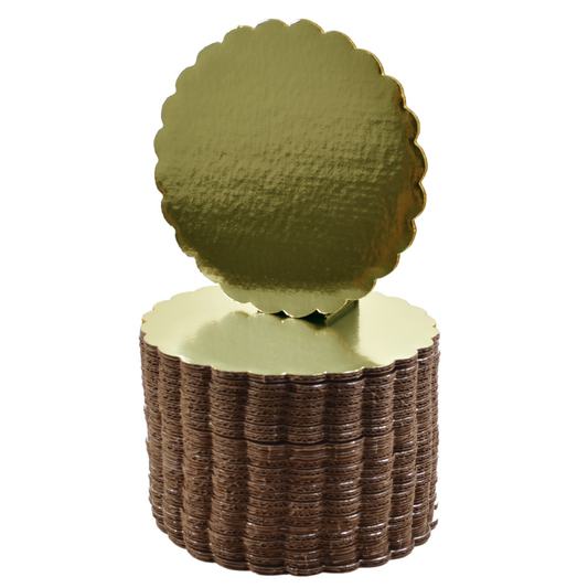 Base para Pastel Dorada Festoneada - 20cm, 10 piezas