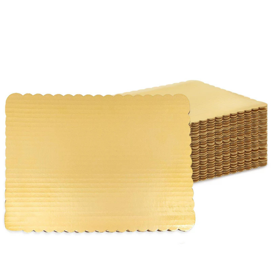 Base para Pastel Dorada Festoneada - 25cm x 35cm, 10 piezas