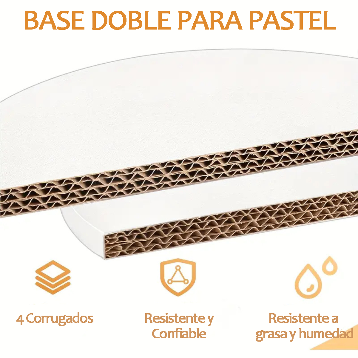 Bases Dobles Premium Blanco para Pastel - 25cm, 5 piezas