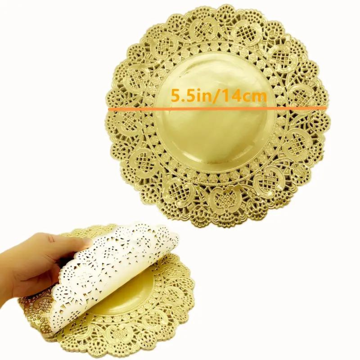 Blonda Dorada para Postres o Decoración, 14cm - 100 piezas