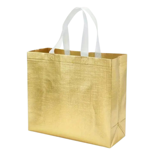 Bolsa de Regalo Metálica Dorada - 3 Piezas