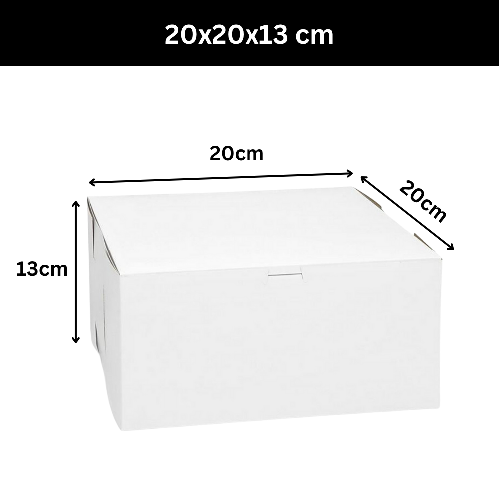 Caja Blanca Lisa para Pastel - 20x20x13cm, 10 Piezas