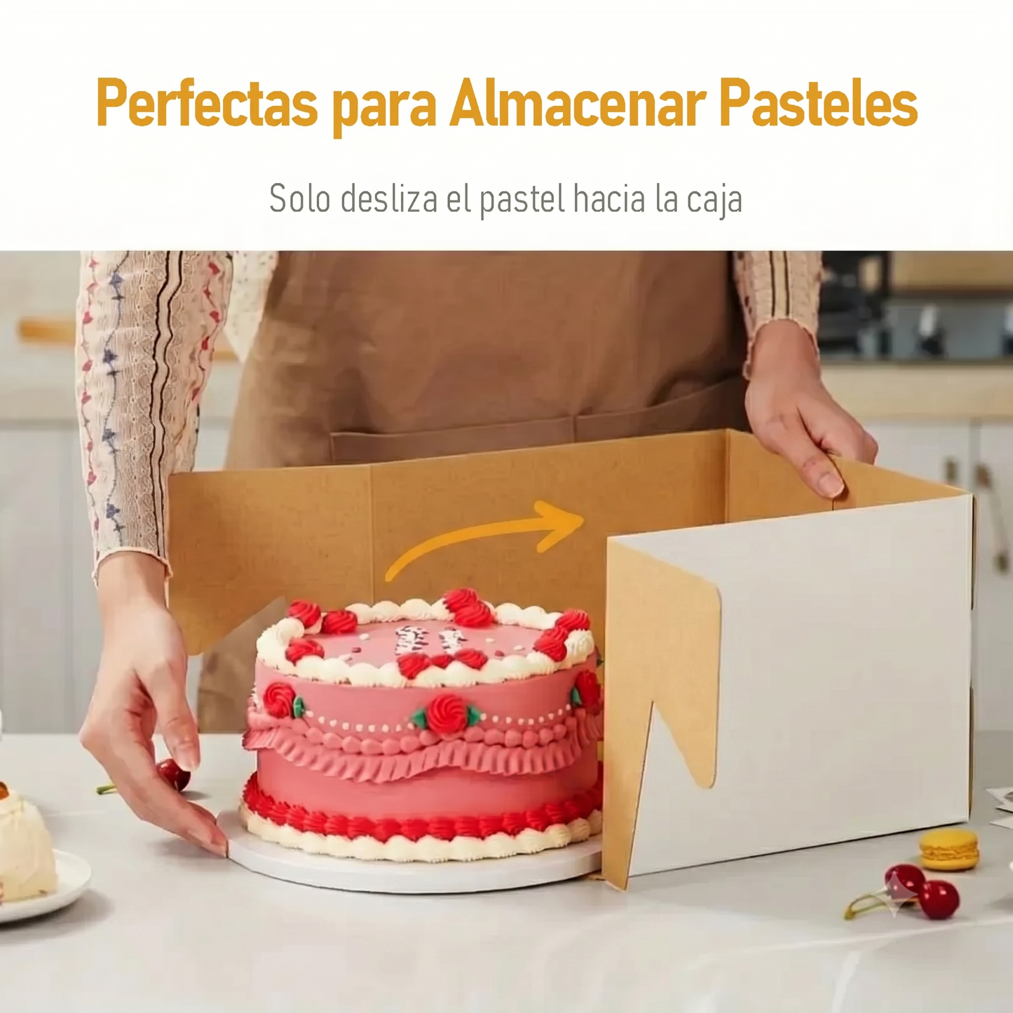 Caja Blanca Lisa para Pastel con Ventana - 20x20x20cm, 10 Piezas