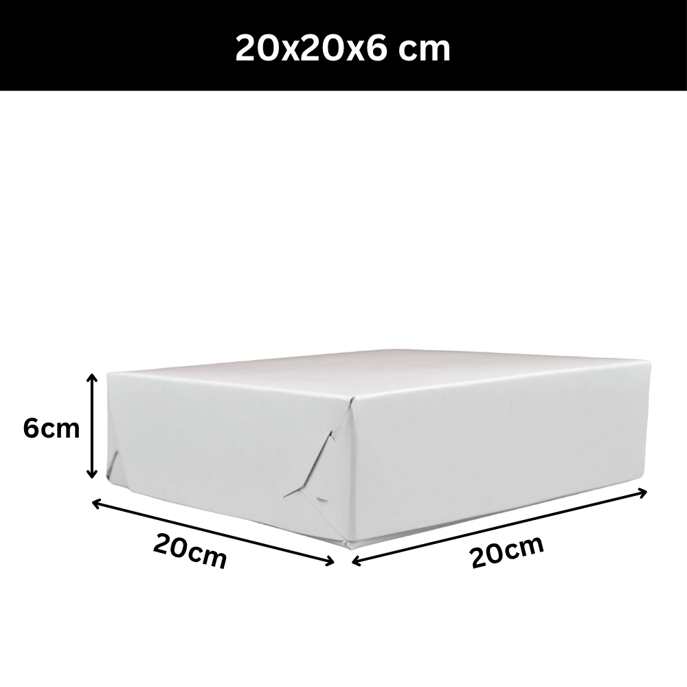 Caja Blanca Lisa para Panaderia - 20x20x6cm, 10 Piezas