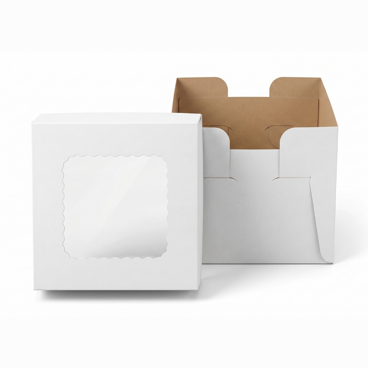 Caja Blanca Lisa para Pastel con Ventana - 20x20x20cm, 10 Piezas