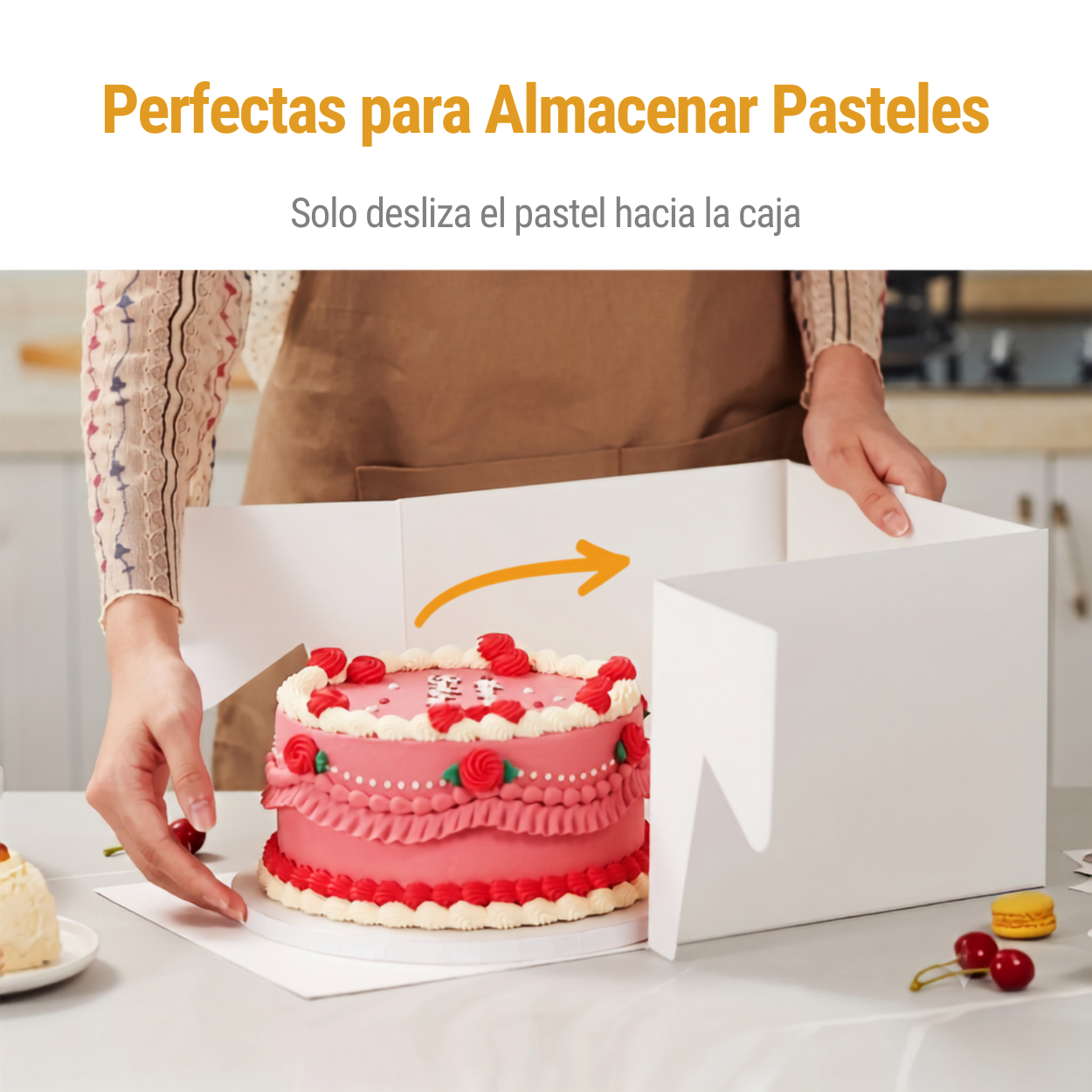 Caja Blanca Lisa para Pastel con Ventana - 30x30x20cm, 10 Piezas