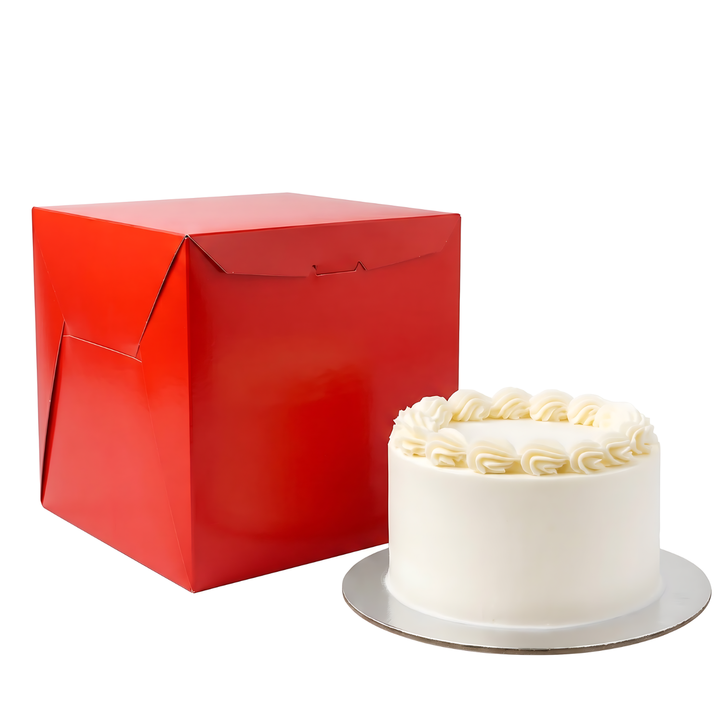 Caja Roja Lisa para Pastel - 22x22x22cm, 10 Piezas