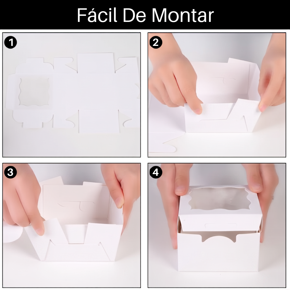 Caja Blanca con Ventana 10x10x6cm para Mini Postre / Regalo (20 Piezas) - Blanco
