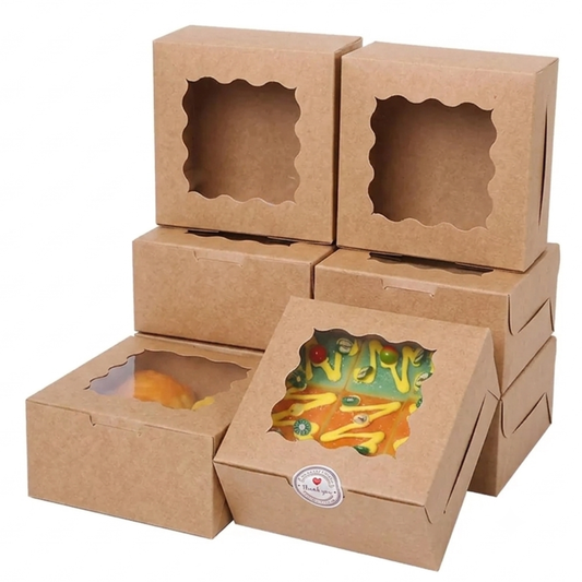 Caja Blanca con Ventana 10x10x6cm para Mini Postre / Regalo (20 Piezas) - Kraft