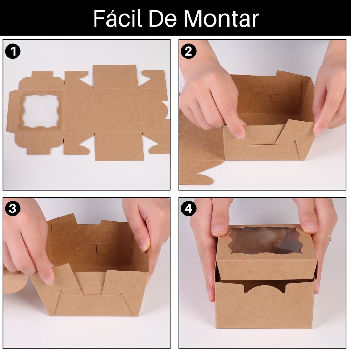 Caja Blanca con Ventana 10x10x6cm para Mini Postre / Regalo (20 Piezas) - Kraft