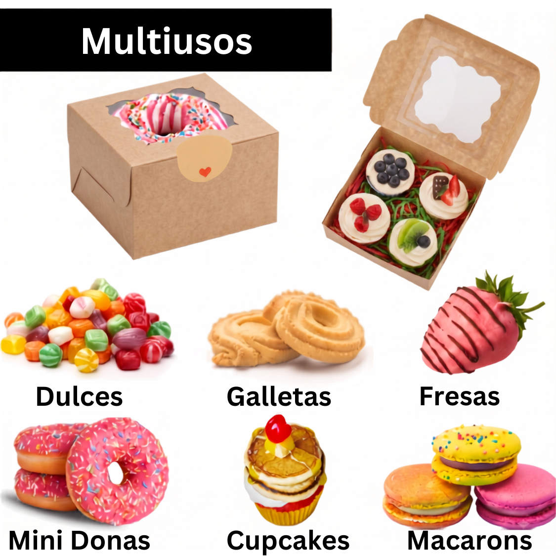 Caja Blanca con Ventana 10x10x6cm para Mini Postre / Regalo (20 Piezas) - Kraft