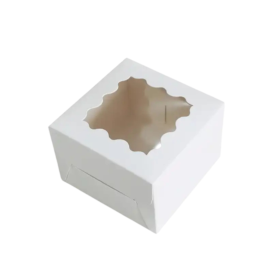 Caja Blanca para Panaderia con Ventana - 10x10x6cm, 20 Piezas