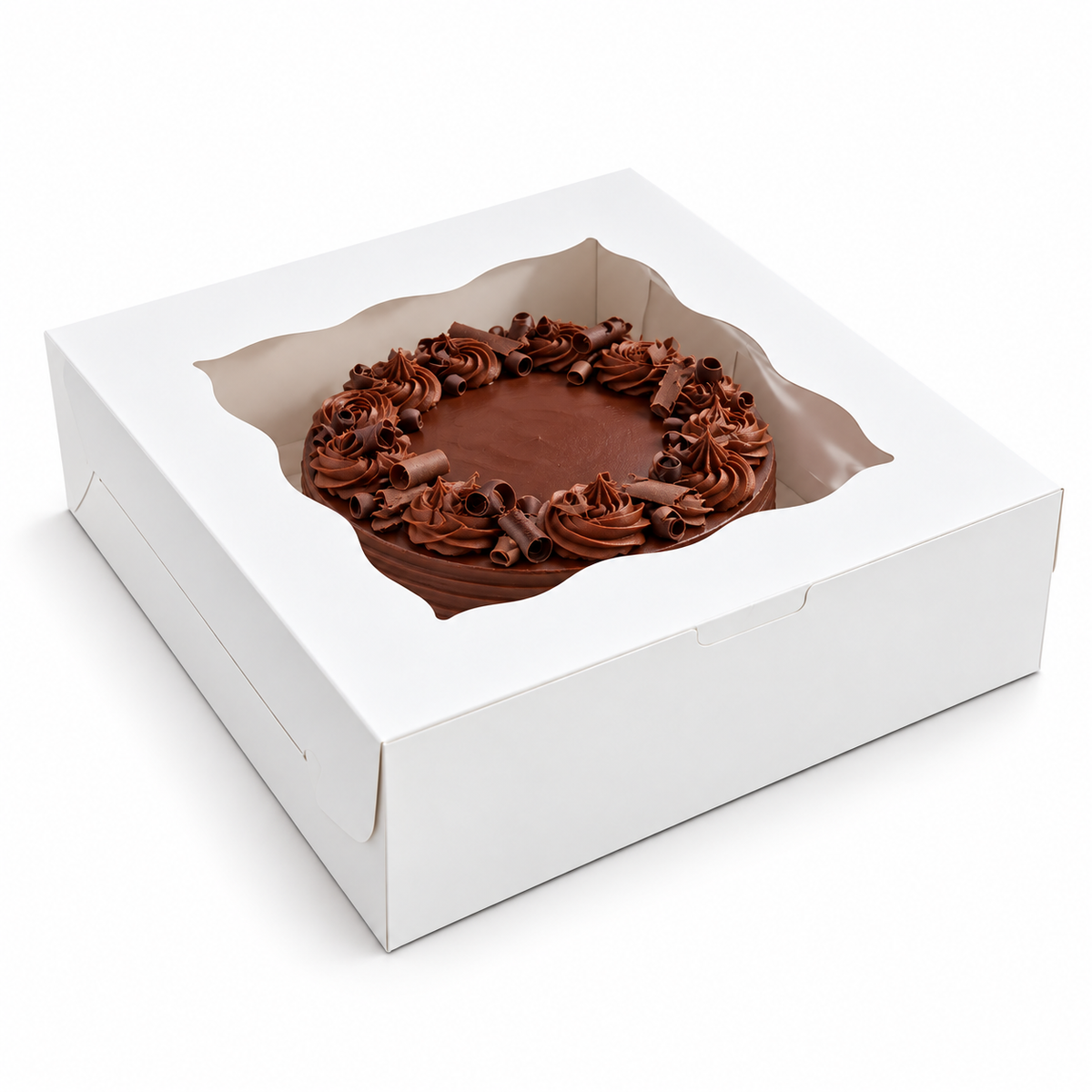 Caja Blanca Lisa para Pastel con Ventana - 30x30x10cm, 10 Piezas (Blanco)