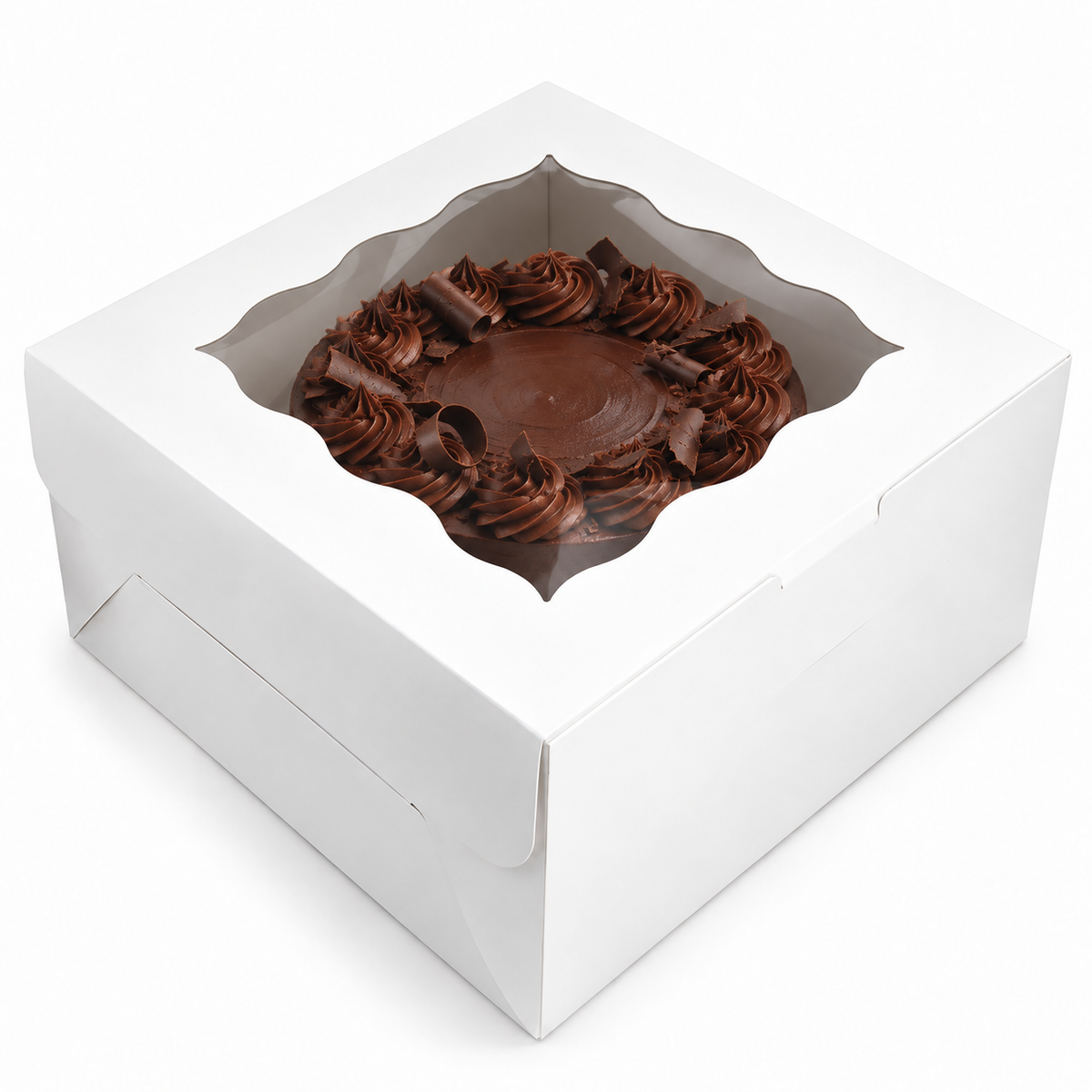 Caja Blanca Lisa para Pastel con Ventana - 30x30x15cm, 10 Piezas (Blanco)